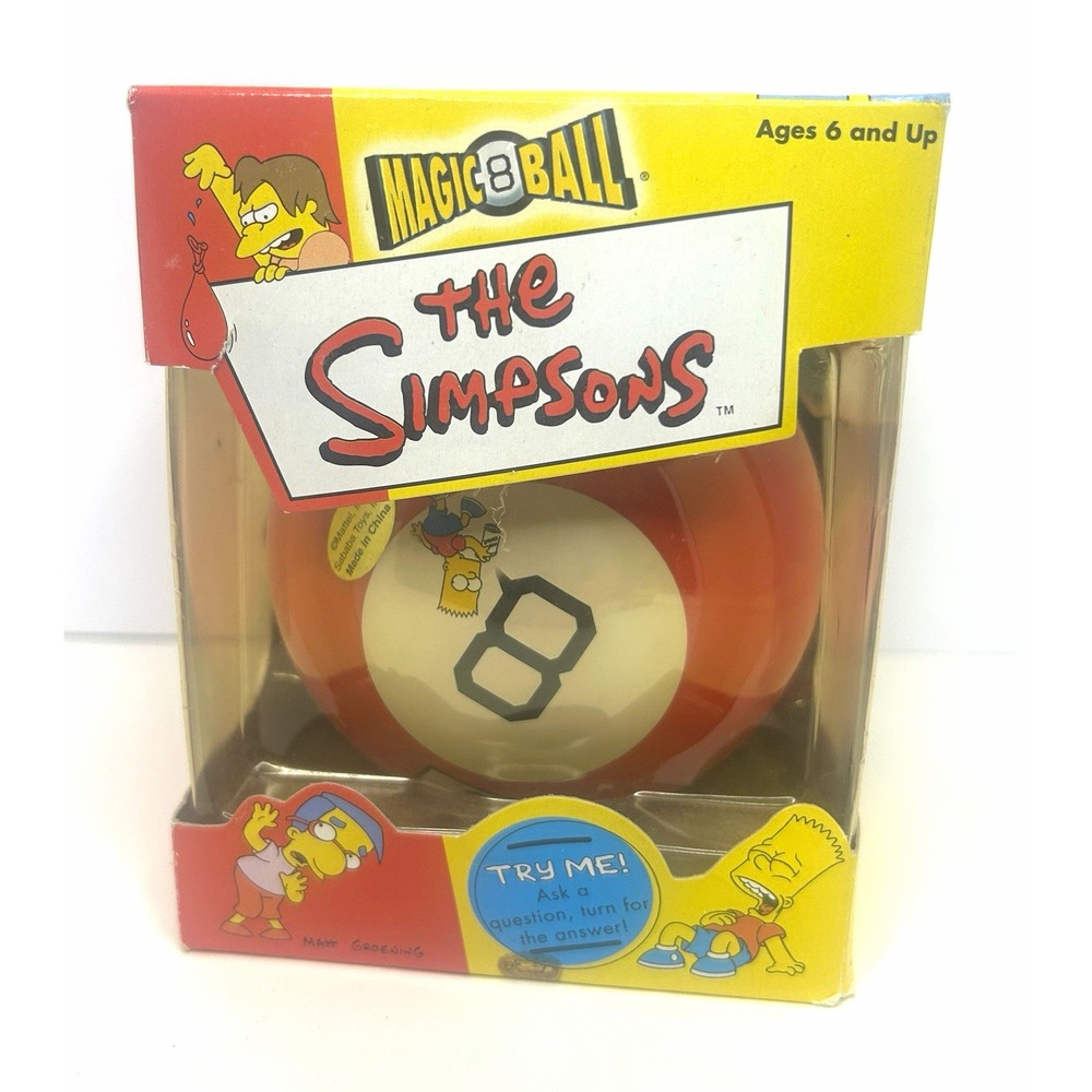 The Simpsons Magic 8 Ball Sababa Toys Homerisms Red Yellow Vintage 2002 Boxed